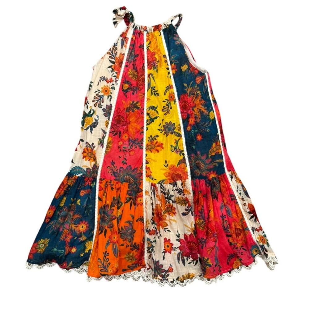 Zimmermann Ginger Cotton Patchwork Halter Dress Girls Size 6 Multicolor Floral